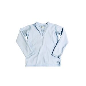 NWOT Rugged Butts Size 6 Long Sleeve Kid Girl Swim Rash Guard Blue Quarter Zip